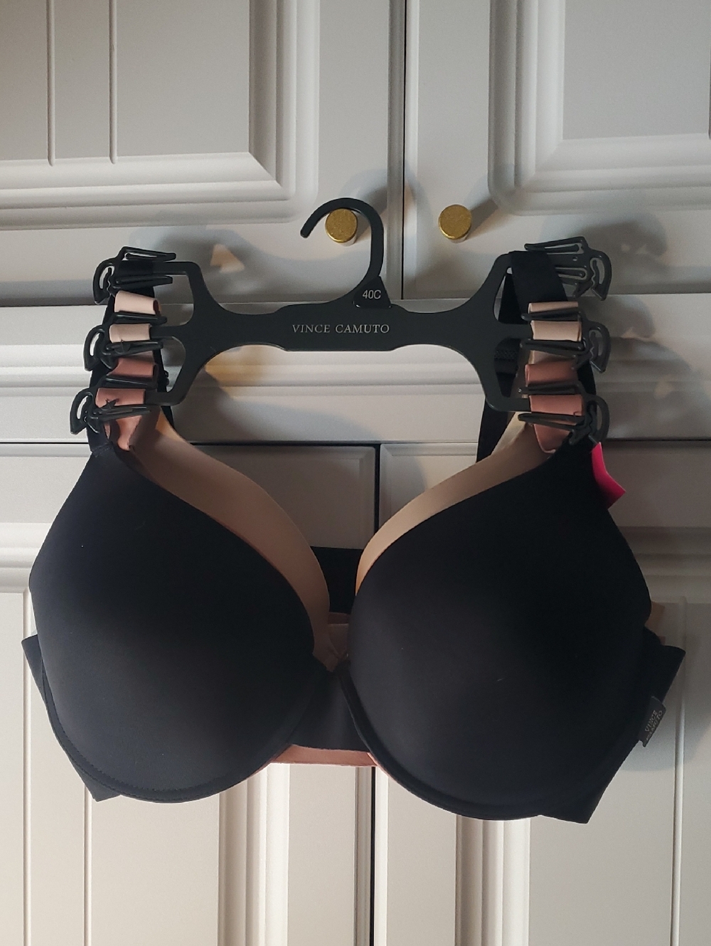 Vince Camuto Black and Nude Dual-Tone T-Shirt Bra